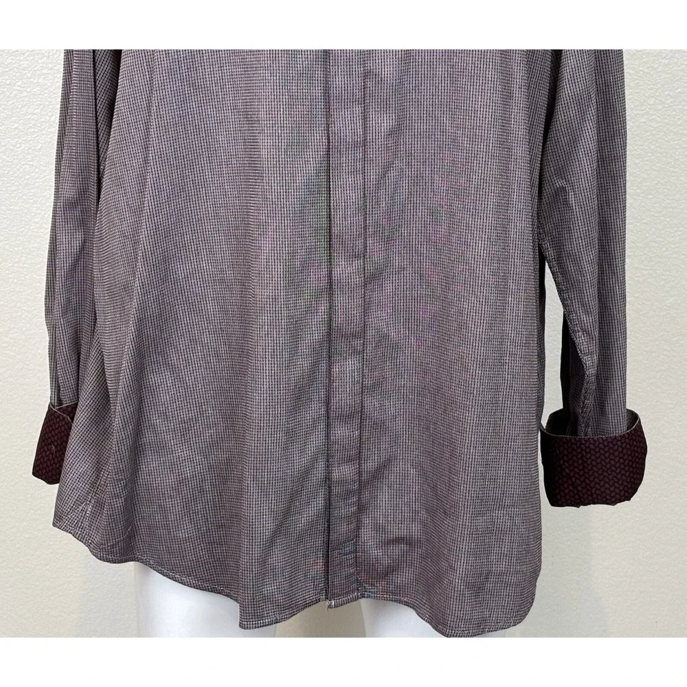 Banana Republic Mens Slim Fit Button Up Shirt XL Tall Burgundy Flip Cuff Classic